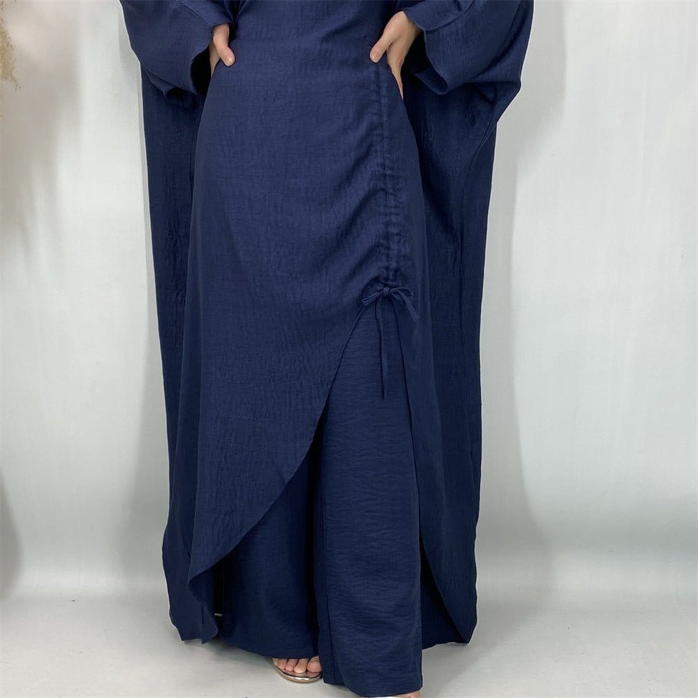 Ruched Drawstring Batwing Top & Wide-Leg Trousers Co-ord Set(MS478) - A-1 Thread Vault