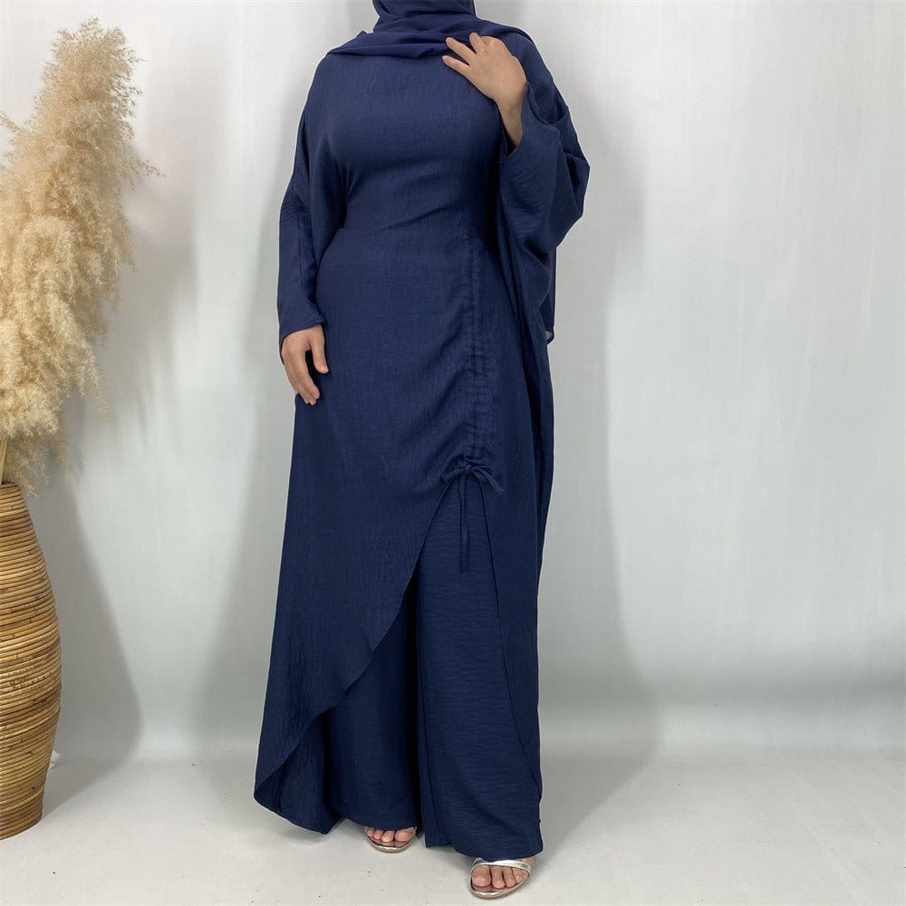 Ruched Drawstring Batwing Top & Wide-Leg Trousers Co-ord Set(MS478) - A-1 Thread Vault