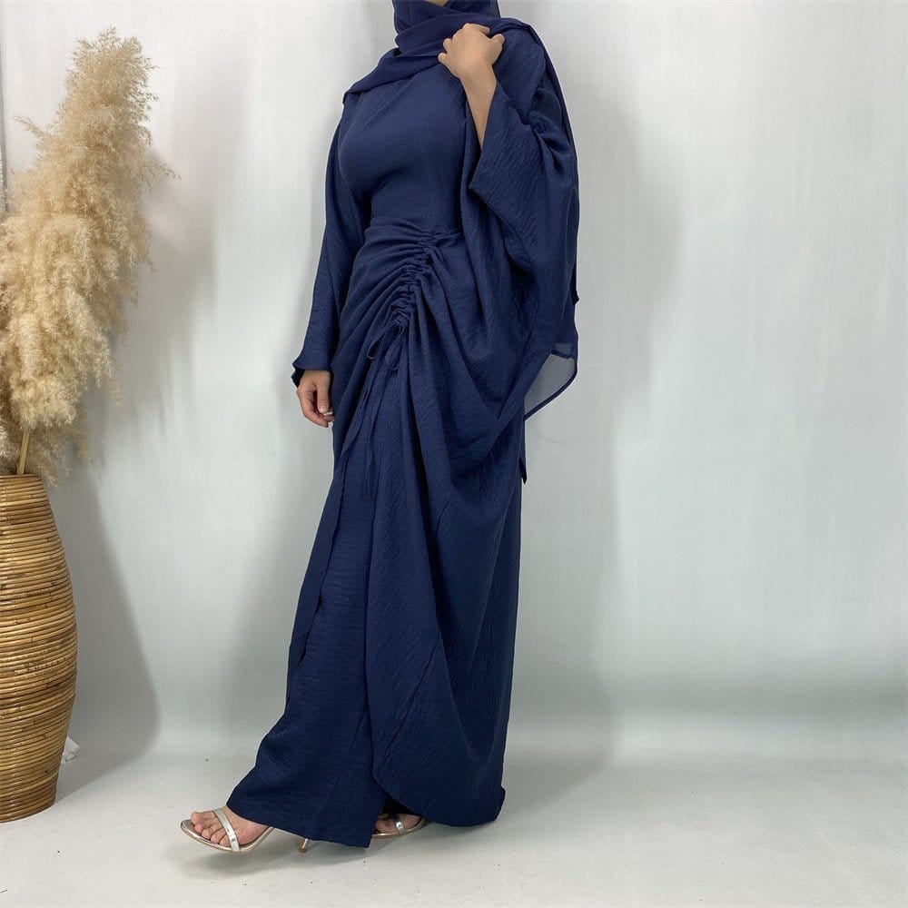 Ruched Drawstring Batwing Top & Wide-Leg Trousers Co-ord Set(MS478) - A-1 Thread Vault
