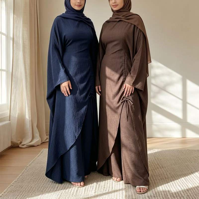 Ruched Drawstring Batwing Top & Wide-Leg Trousers Co-ord Set(MS478) - A-1 Thread Vault