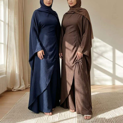Ruched Drawstring Batwing Top & Wide-Leg Trousers Co-ord Set(MS478) - A-1 Thread Vault