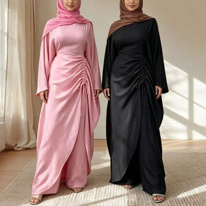 Ruched Drawstring Batwing Top & Wide-Leg Trousers Co-ord Set(MS478) - A-1 Thread Vault