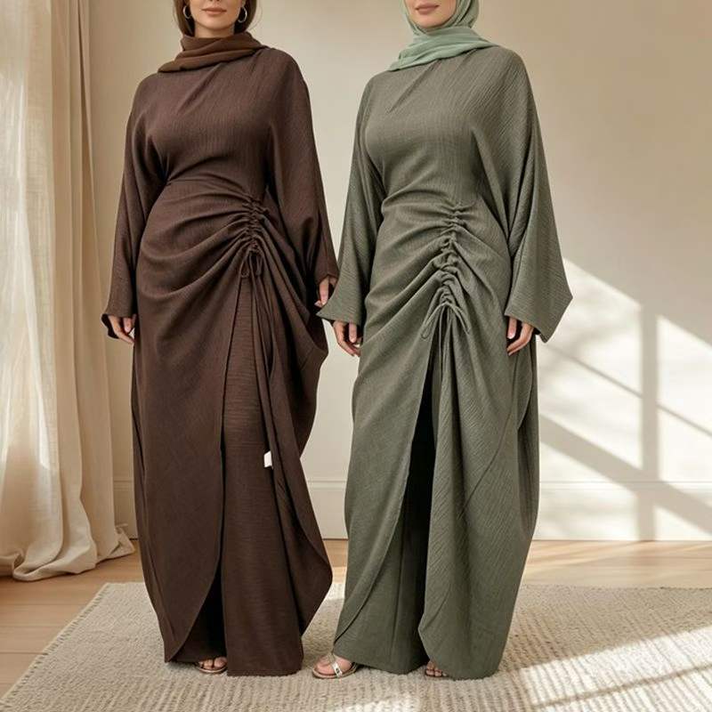 Ruched Drawstring Batwing Top & Wide-Leg Trousers Co-ord Set(MS478) - A-1 Thread Vault