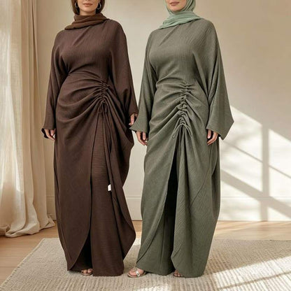 Ruched Drawstring Batwing Top & Wide-Leg Trousers Co-ord Set(MS478) - A-1 Thread Vault