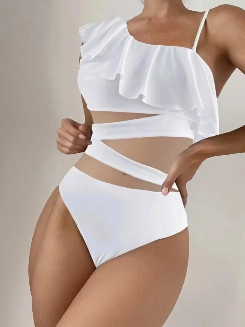 Ruffle Contrast Mesh Swimsuit Women One Piece Swimwear 2026 Bodysuit Bathers Bathing Swimming Swim Suit Sports Beachwear - A-1 Thread Vault