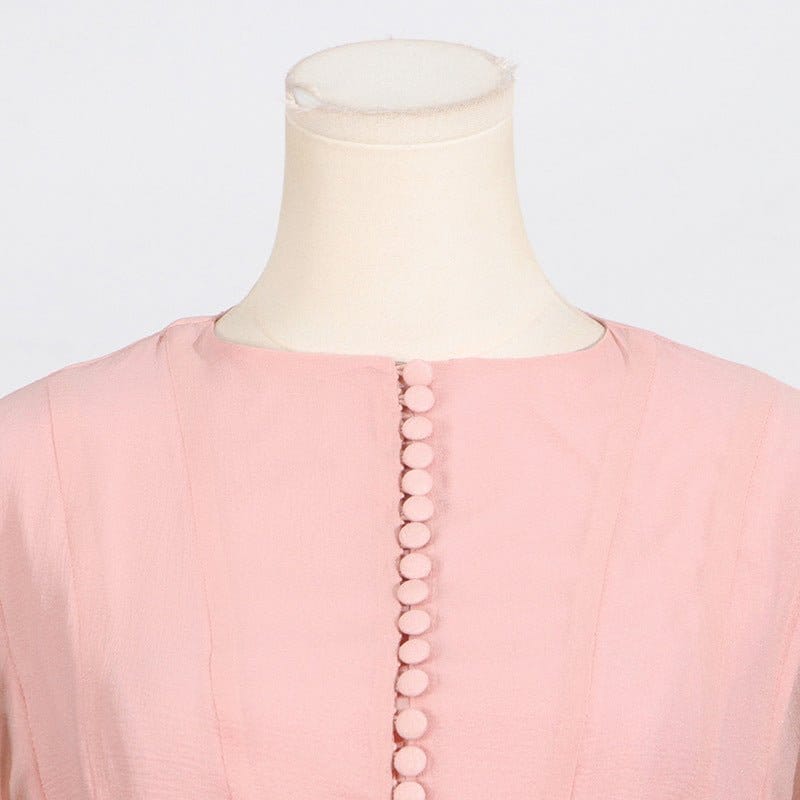Ruffle Hem Dress with Sheer Sleeves(MS304) - A-1 Thread Vault