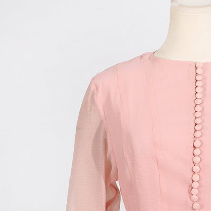 Ruffle Hem Dress with Sheer Sleeves(MS304) - A-1 Thread Vault