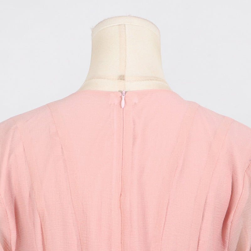 Ruffle Hem Dress with Sheer Sleeves(MS304) - A-1 Thread Vault