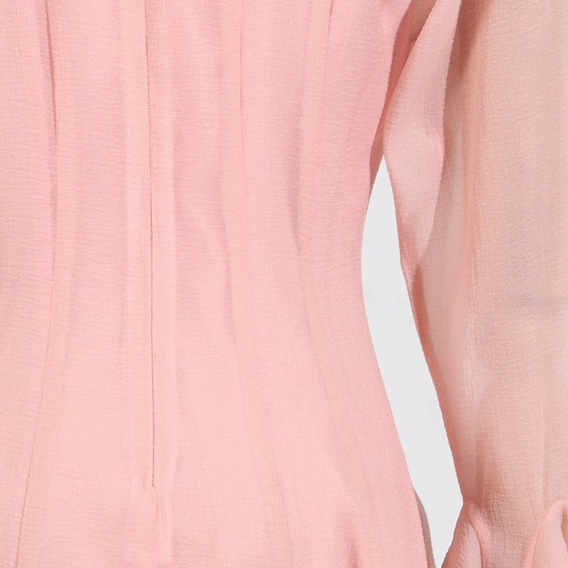 Ruffle Hem Dress with Sheer Sleeves(MS304) - A-1 Thread Vault