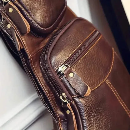 Rugged Vintage Leather Sling Bag - A-1 Thread Vault