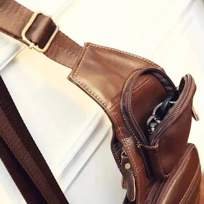 Rugged Vintage Leather Sling Bag - A-1 Thread Vault