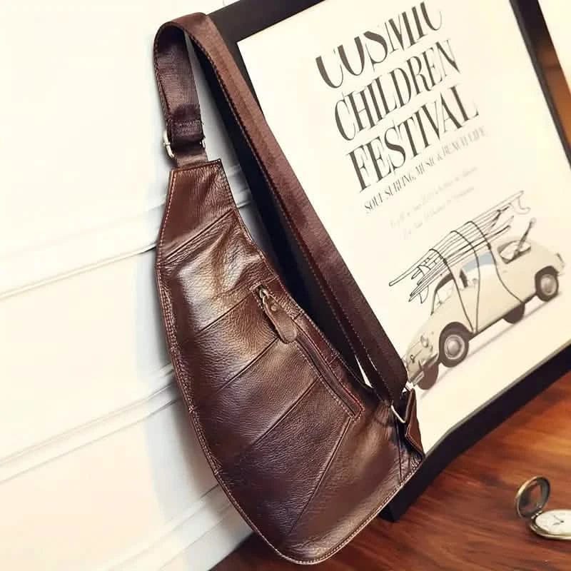 Rugged Vintage Leather Sling Bag - A-1 Thread Vault
