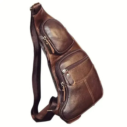 Rugged Vintage Leather Sling Bag - A-1 Thread Vault