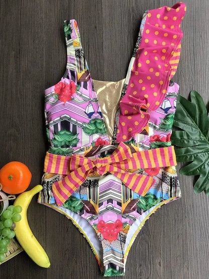 RUOTONGSEPT 2023 Women Swimsuit Strappy Bandege Swimwear Backless Sexy One Piece Ruffled Bikini Bathing Suit Beachwear Monokini - A-1 Thread Vault