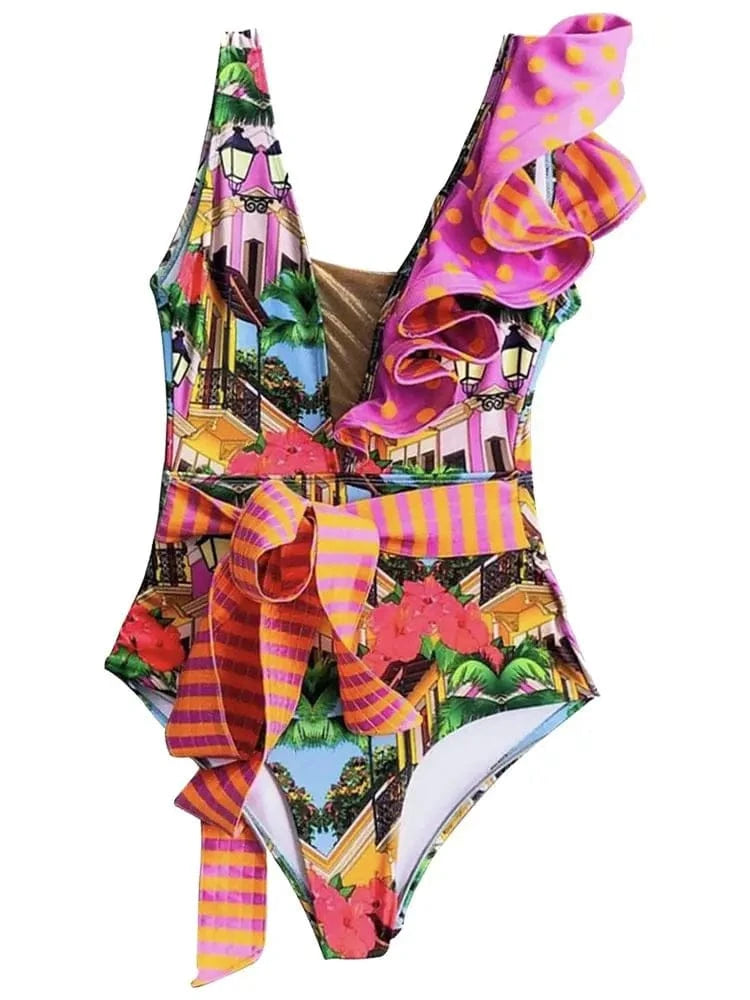 RUOTONGSEPT 2023 Women Swimsuit Strappy Bandege Swimwear Backless Sexy One Piece Ruffled Bikini Bathing Suit Beachwear Monokini - A-1 Thread Vault
