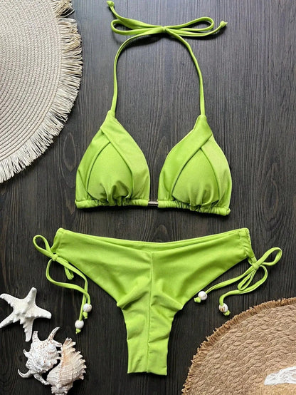 RUOTONGSEPT 2025 New Sexy 13 Color Triangle Bathing Suit for Women Brazilian Bikinis Swimwear Push Up Swimsuit Beach Bikini Set - A-1 Thread Vault