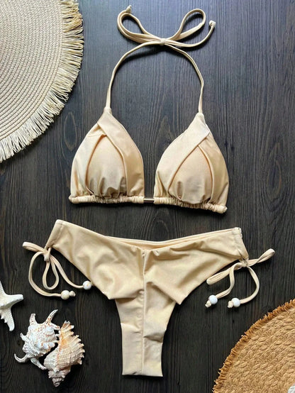RUOTONGSEPT 2025 New Sexy 13 Color Triangle Bathing Suit for Women Brazilian Bikinis Swimwear Push Up Swimsuit Beach Bikini Set - A-1 Thread Vault