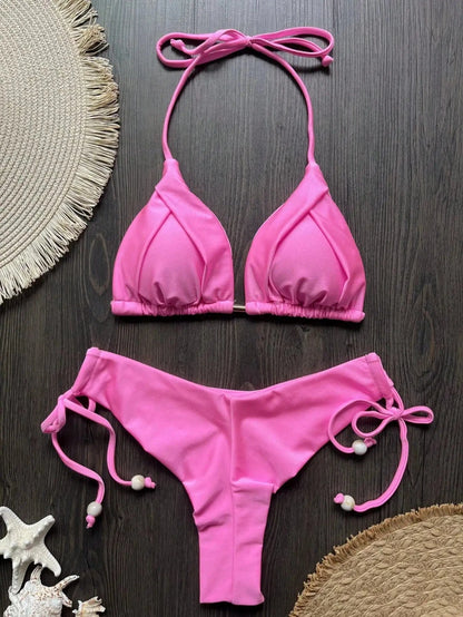 RUOTONGSEPT 2025 New Sexy 13 Color Triangle Bathing Suit for Women Brazilian Bikinis Swimwear Push Up Swimsuit Beach Bikini Set - A-1 Thread Vault