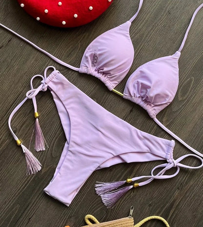 RUOTONGSEPT 2025 New Sexy 13 Color Triangle Bathing Suit for Women Brazilian Bikinis Swimwear Push Up Swimsuit Beach Bikini Set - A-1 Thread Vault