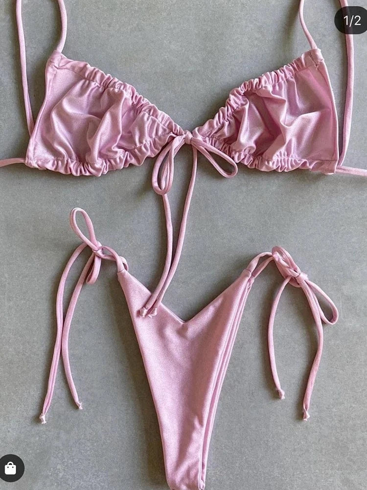 RUOTONGSEPT Low Waist Bikinis 2022 Triangle Swimwear Female Swimsuit Women Print Bikini set two-Piece Suit Push Up Bathing Suit - A-1 Thread Vault