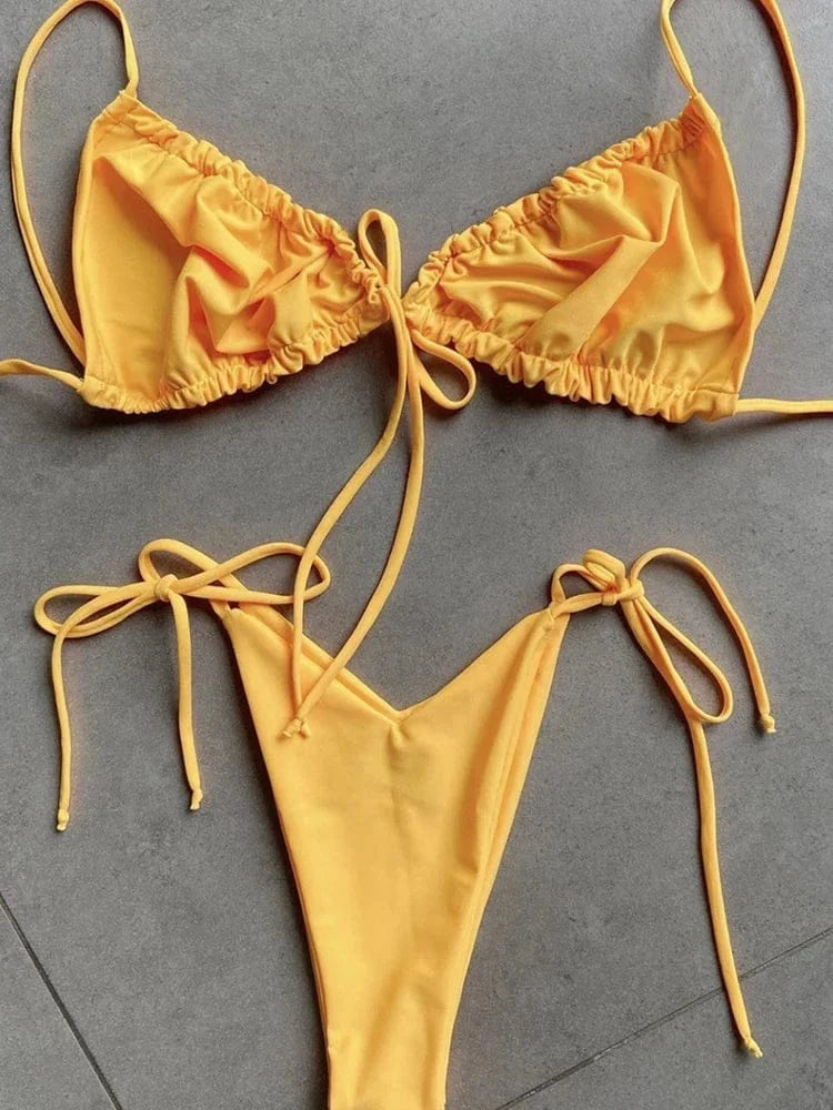 RUOTONGSEPT Low Waist Bikinis 2022 Triangle Swimwear Female Swimsuit Women Print Bikini set two-Piece Suit Push Up Bathing Suit - A-1 Thread Vault