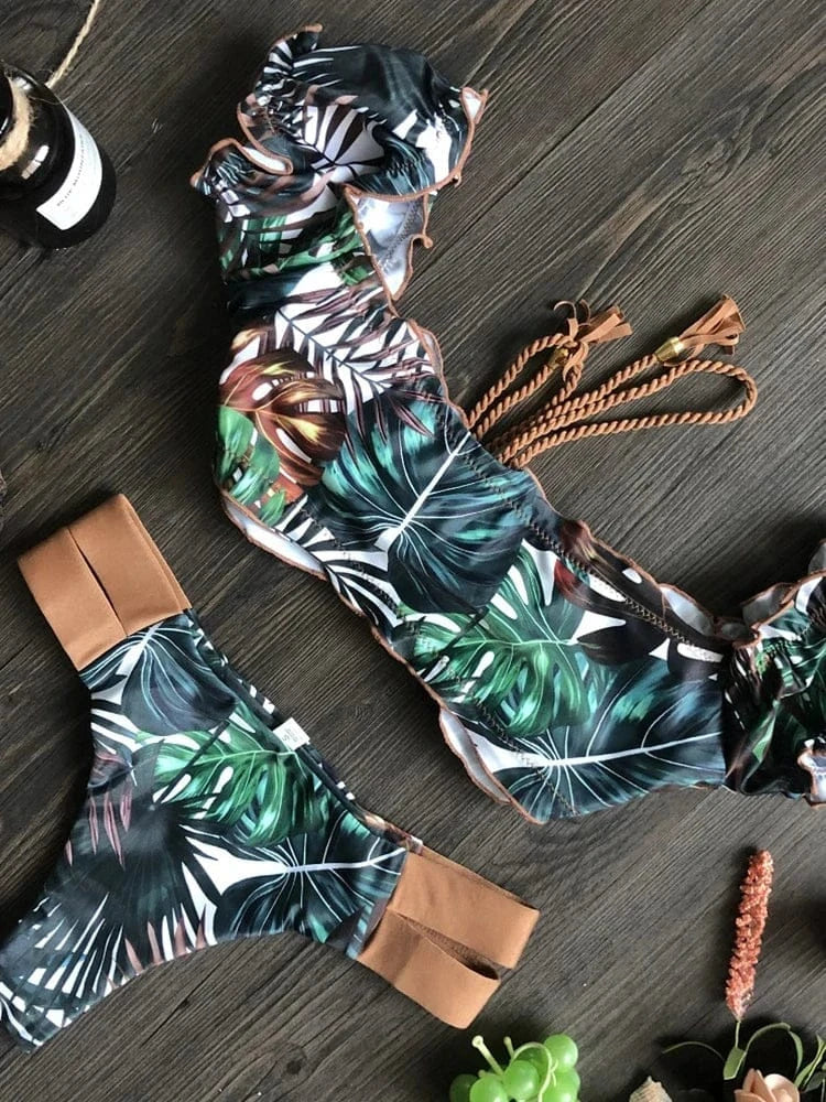 RUOTONGSEPT New Push Up 2024 Bikini Set Women Swimsuit Ruffle Biquini Swimwear Sexy Brazilian Ribbed Beachwear Bathing Suit - A-1 Thread Vault