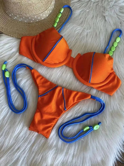 RUOTONGSEPT New Sexy Push up Bikini Set Swimsuit Women's low-waist Swimwear For Female Two Piece Beachwear 2023 Bathing Suit - A-1 Thread Vault