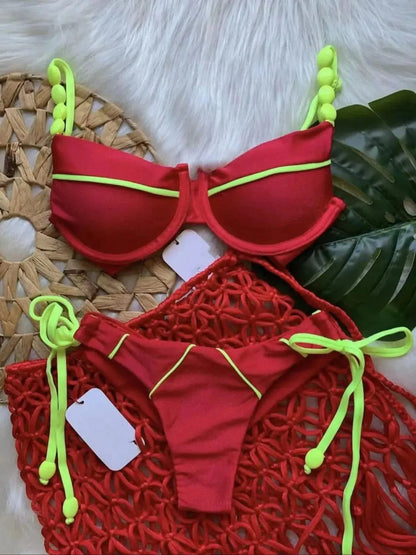RUOTONGSEPT New Sexy Push up Bikini Set Swimsuit Women's low-waist Swimwear For Female Two Piece Beachwear 2023 Bathing Suit - A-1 Thread Vault