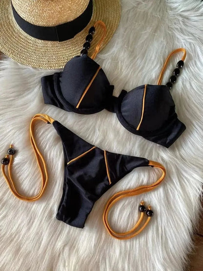 RUOTONGSEPT New Sexy Push up Bikini Set Swimsuit Women's low-waist Swimwear For Female Two Piece Beachwear 2023 Bathing Suit - A-1 Thread Vault