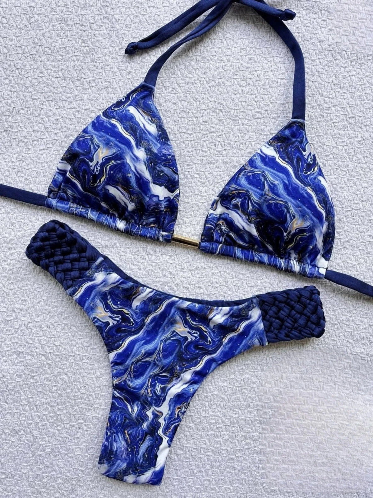 RUOTONSEPT Print Halter Mini Thong High Cut Bikini Female Swimsuit Women Swimwear Two-pieces Bikini set Bather Bathing Suit Swim - A-1 Thread Vault