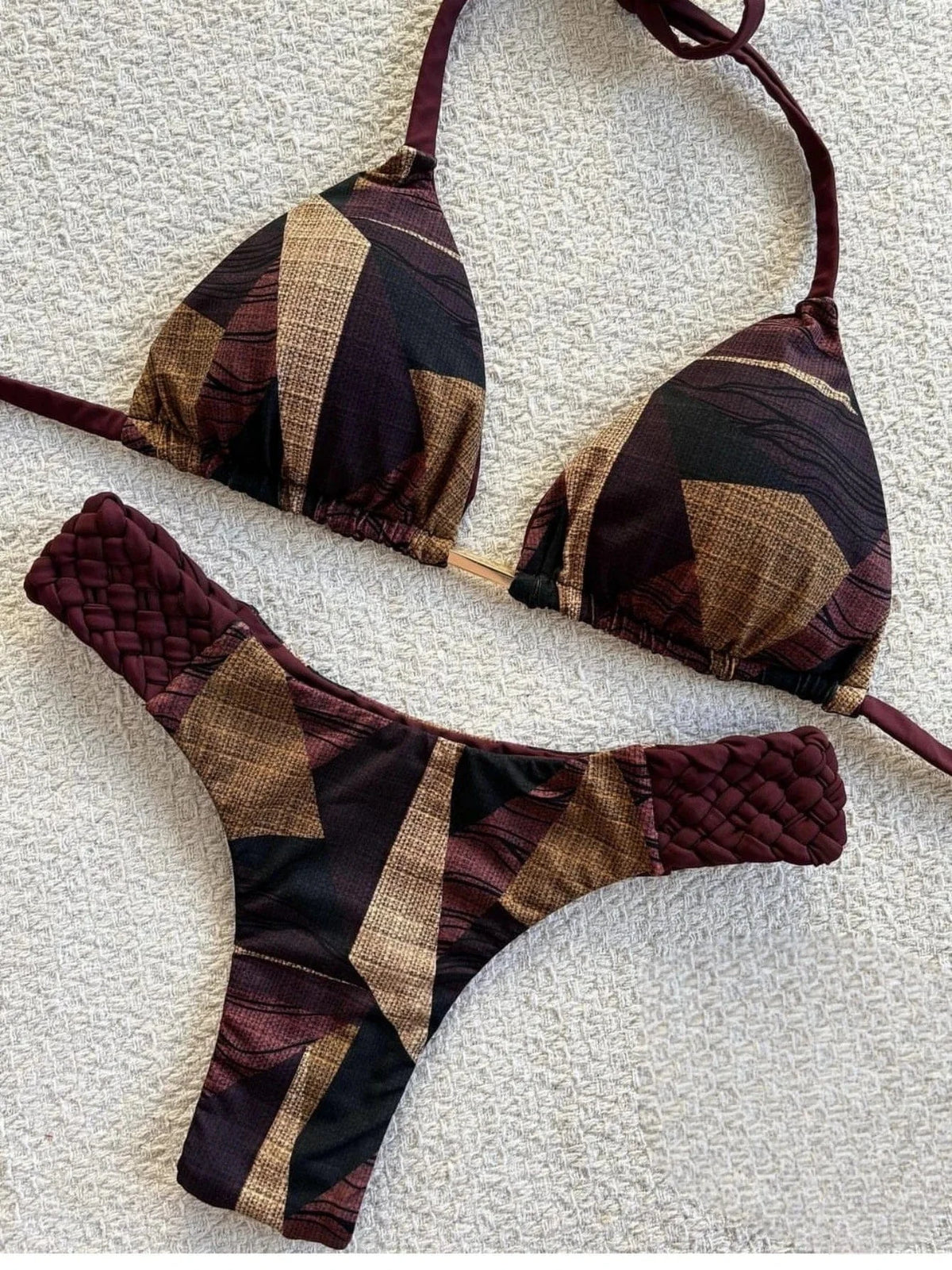 RUOTONSEPT Print Halter Mini Thong High Cut Bikini Female Swimsuit Women Swimwear Two-pieces Bikini set Bather Bathing Suit Swim - A-1 Thread Vault