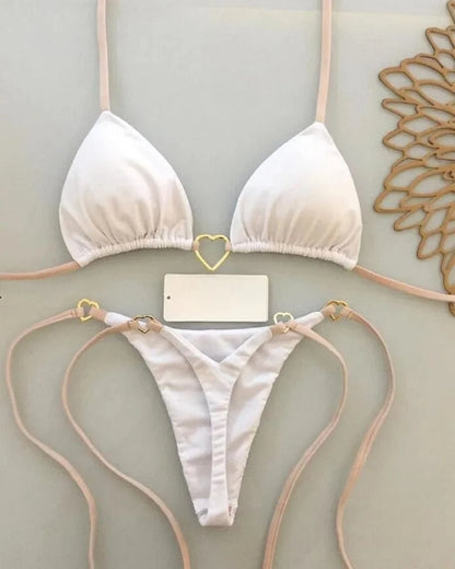 RUOTONSEPT Sexy Halter Solid color Bikini Set Women's Swimsuit Two-piece Triangle Thong Swimwear Bathing Suit Brazilian Biquinis - A-1 Thread Vault