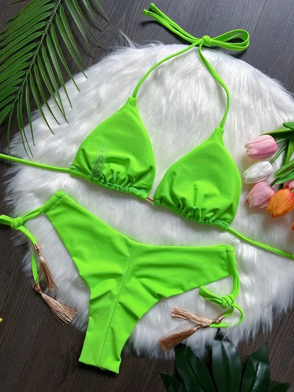 RUOTONSEPT Sexy Solid Color Bandage Bikinis Set Women's Swimsuit Two-piece Triangle Swimwear Bathing Suit Brazilian Biquinis - A-1 Thread Vault