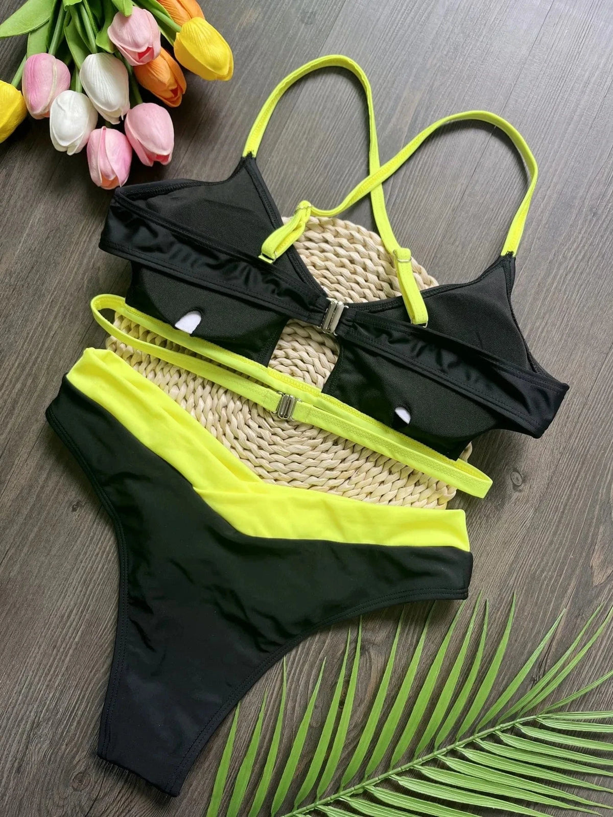 RUOTONSEPT Sexy Solid Splicing Bikini Set Women's Swimsuit Two-piece Triangle Thong Swimwear Bathing Suit Brazilian Biquinis - A-1 Thread Vault