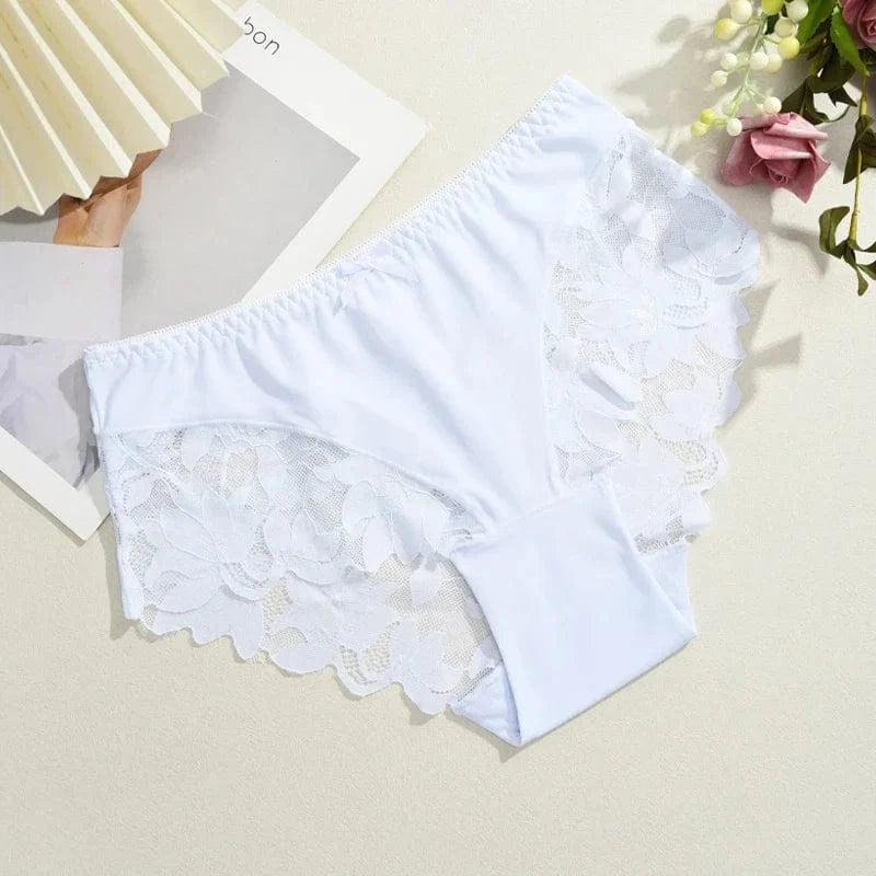 S-XXL Women Lace Panties Patchwork Seamless Underwear Sexy Luxury Hollow Out Solid Briefs Girls' Mid Rise Breathable Lingerie - A-1 Thread Vault