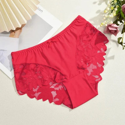 S-XXL Women Lace Panties Patchwork Seamless Underwear Sexy Luxury Hollow Out Solid Briefs Girls' Mid Rise Breathable Lingerie - A-1 Thread Vault