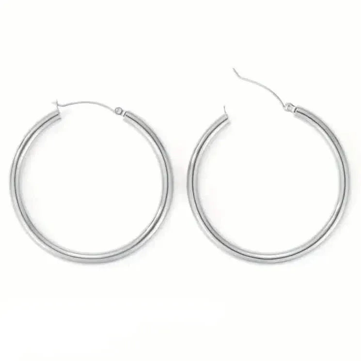 S925 50mm Solid Hoop Earrings for Women - A-1 Thread Vault