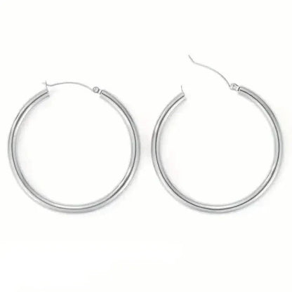 S925 50mm Solid Hoop Earrings for Women - A-1 Thread Vault