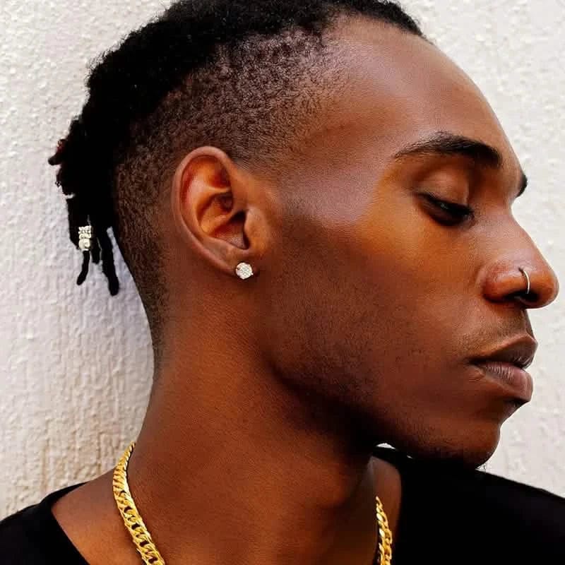 S925 Silver Hip-hop Men's Earrings With Synthetic Zirconia Micro-setting Color Plating Round Earrings - A-1 Thread Vault