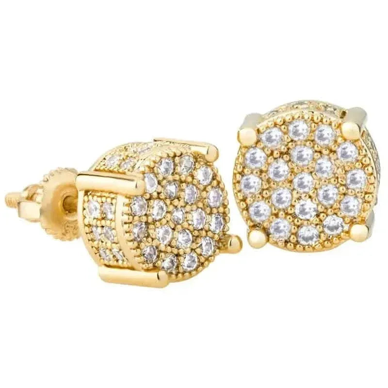 S925 Silver Hip-hop Men's Earrings With Synthetic Zirconia Micro-setting Color Plating Round Earrings - A-1 Thread Vault