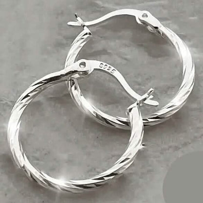 S925 Sterling Silver Geometric Twist Circle Hoop Earrings - A-1 Thread Vault