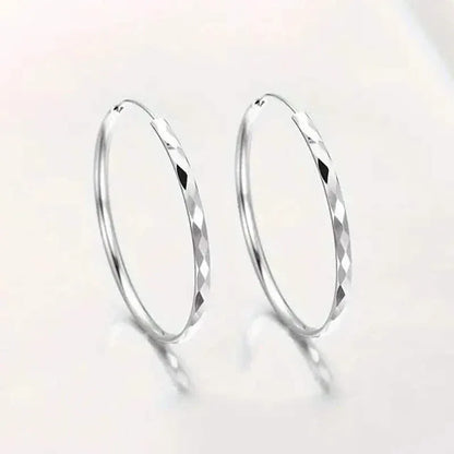 S925 Sterling Silver Hoop Earrings With Exaggerated Large Circle Diamond Pattern Hoop - A-1 Thread Vault