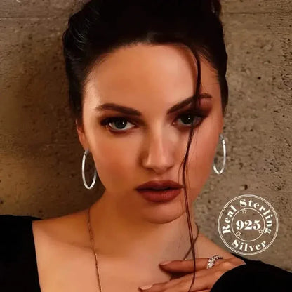 S925 Sterling Silver Hoop Earrings With Exaggerated Large Circle Diamond Pattern Hoop - A-1 Thread Vault