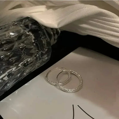 S925 Sterling Silver Sparkling Starry River Hoop Earrings - A-1 Thread Vault