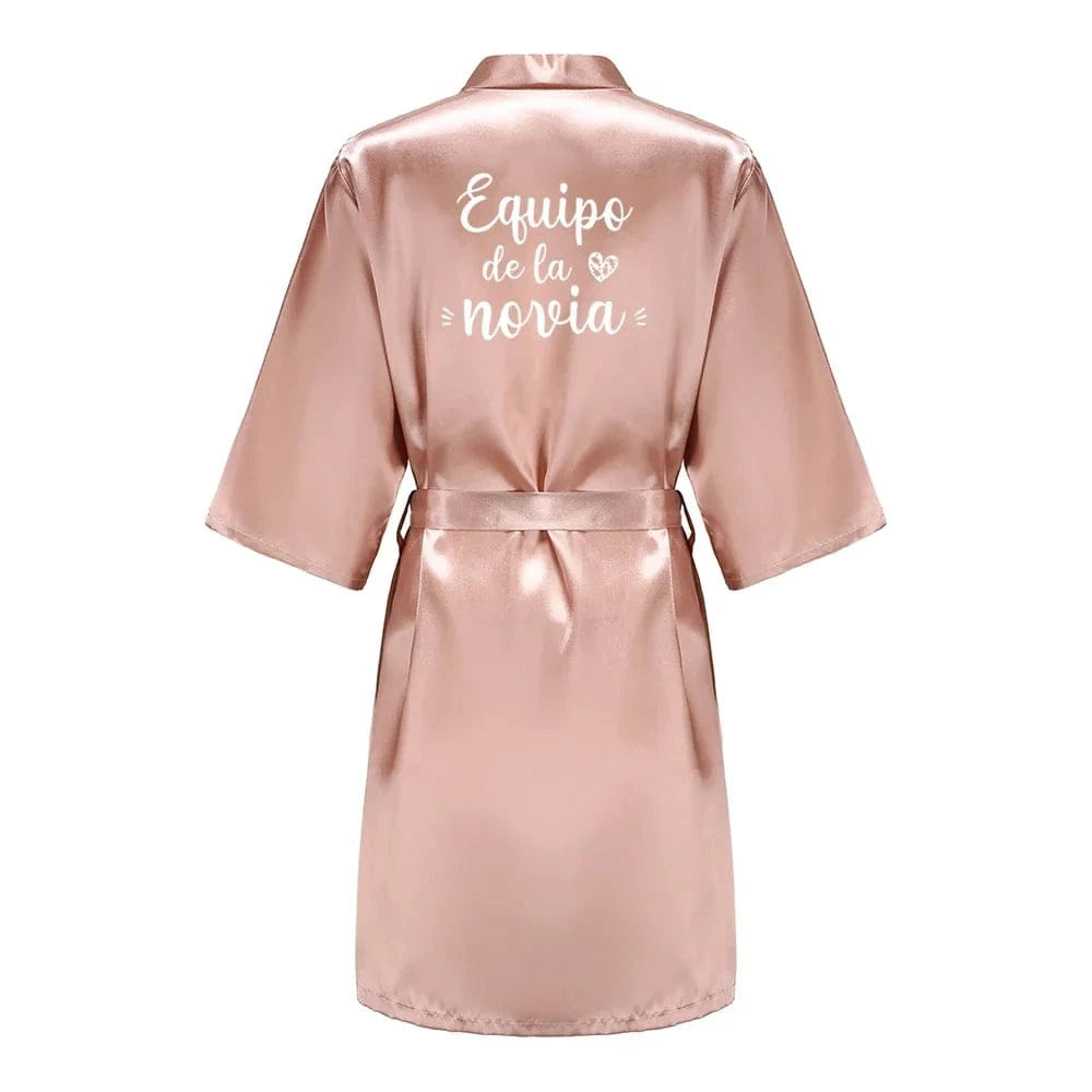 Sage Green Bridal Satin Robe Women Spanish Wedding Robe Novia Kimono Bride Party Bridesmaid Robes - A-1 Thread Vault