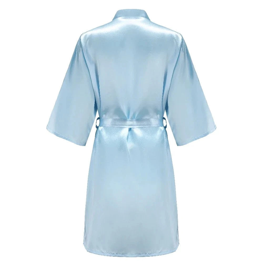 Sage Green Bridal Satin Robe Women Spanish Wedding Robe Novia Kimono Bride Party Bridesmaid Robes - A-1 Thread Vault
