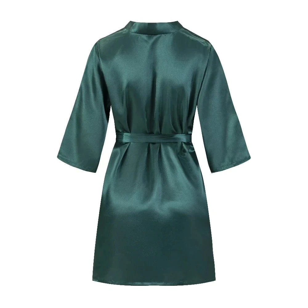 Sage Green Bridal Satin Robe Women Spanish Wedding Robe Novia Kimono Bride Party Bridesmaid Robes - A-1 Thread Vault