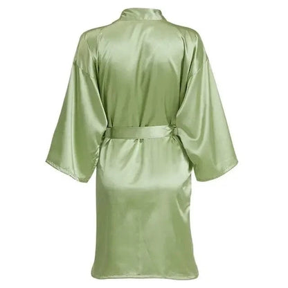 Sage Green Bridal Satin Robe Women Spanish Wedding Robe Novia Kimono Bride Party Bridesmaid Robes - A-1 Thread Vault