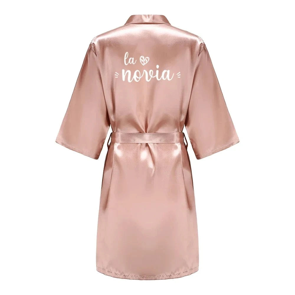 Sage Green Bridal Satin Robe Women Spanish Wedding Robe Novia Kimono Bride Party Bridesmaid Robes - A-1 Thread Vault