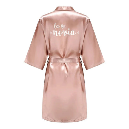 Sage Green Bridal Satin Robe Women Spanish Wedding Robe Novia Kimono Bride Party Bridesmaid Robes - A-1 Thread Vault